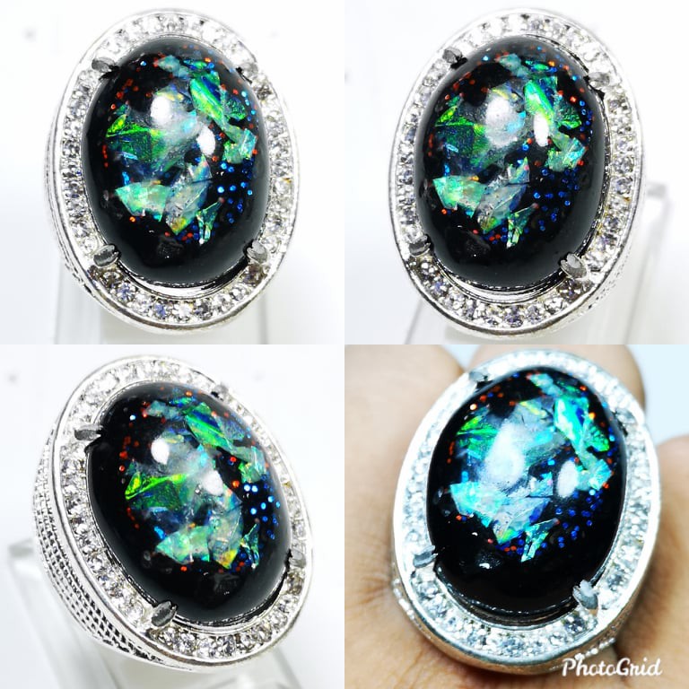 Batu Cincin Pria Kalimaya Hitam Full Jarong SIang Malam Batu AKik