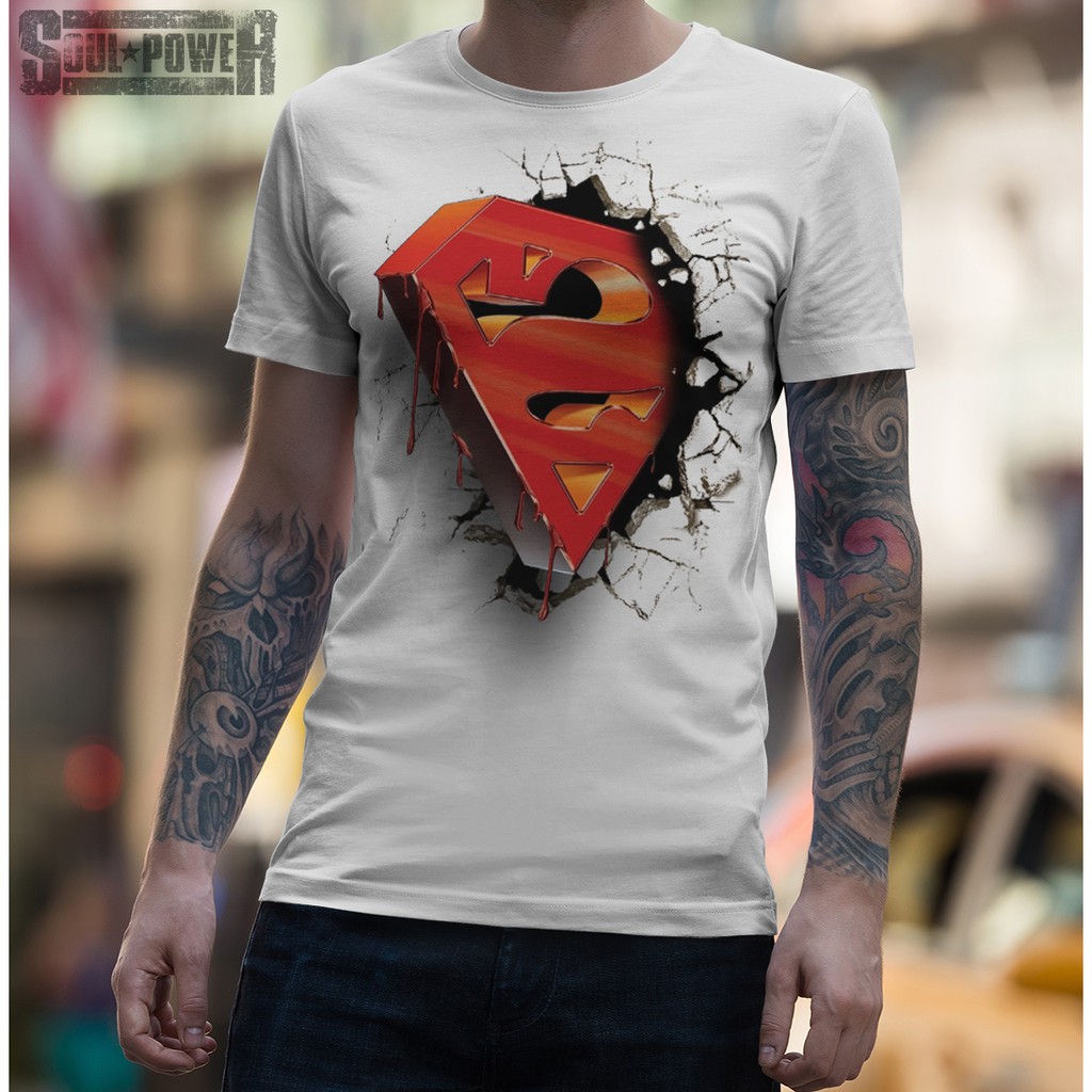KAOS DISTRO 3D MURAH SUPERHERO DC COMIC SUPERMAN MAN OF STEEL LOGO ORIGINAL SOULPOWERSTYLE