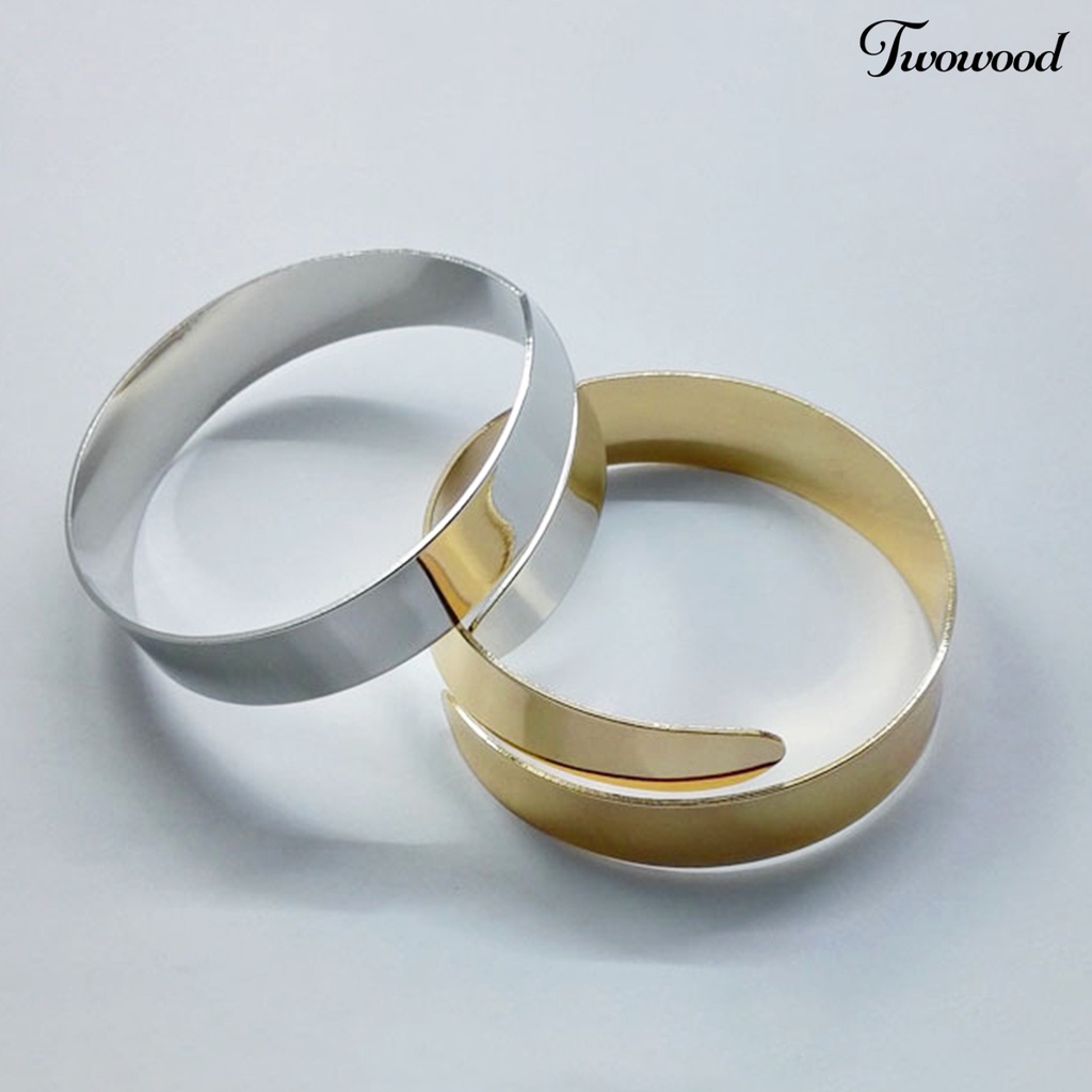 Twowood Double Layered Opening Cuff Bracelet Alloy Wide Adjustable Women Anklet for Valentine Day