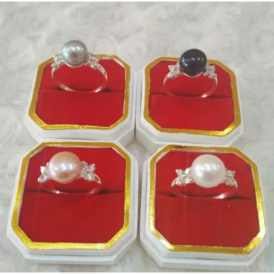 Cincin Mutiara Lombok Cincin Perak Mutiara Asli Air Tawar Lombok /Alsa Pearls