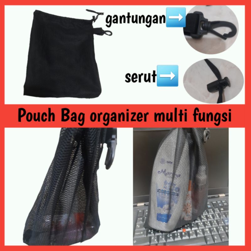 Pouch Bag Jaring Kosmetik Tas Makeup ALAT MANDI Jaring Tas Serbaguna Organizer Pria Wanita