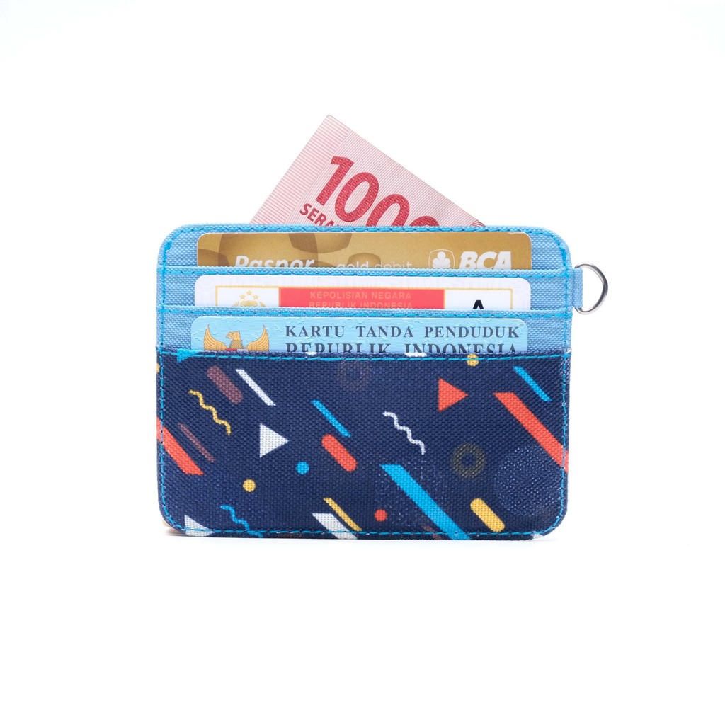 dompet kartu  card wallet kain motif simpel pria wanita