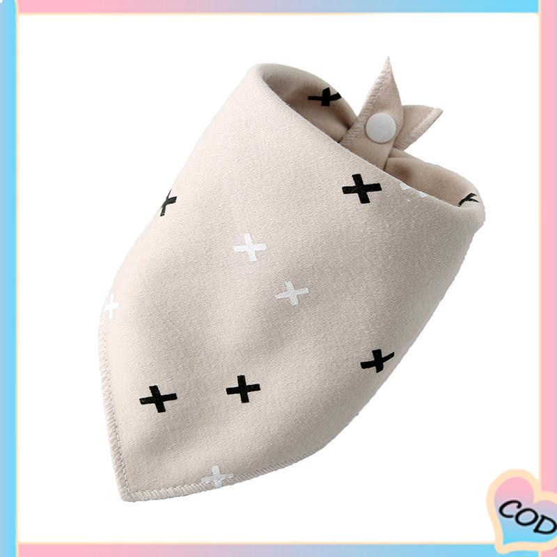 COD❤️ Handuk Bayi Saliva Double Snap Button Kepala Bayi Baru Lahir Bib Segitiga Scarf-A.one