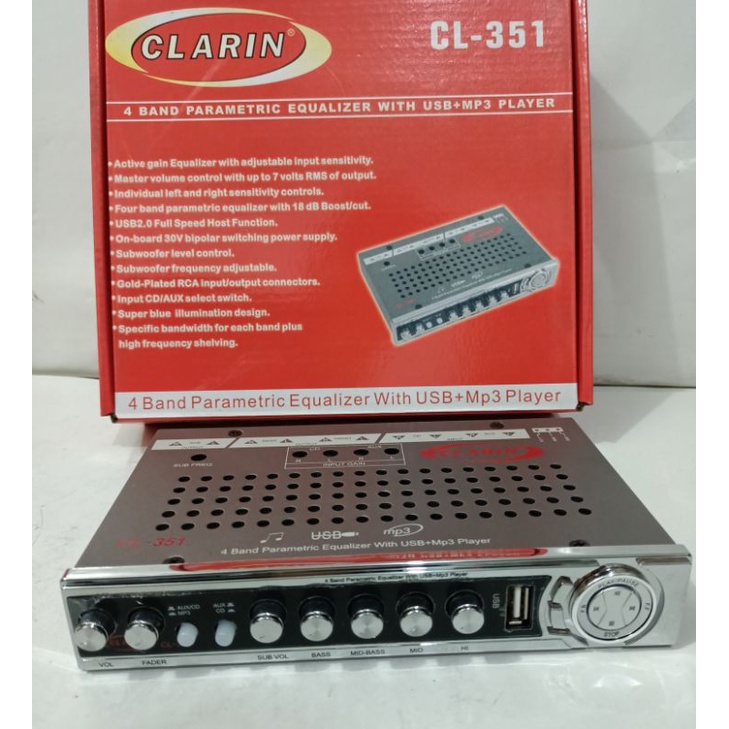 parametric equalizer CLARIN CL-351 with USB, SD card,MP3 player 4 BAND  equalizer