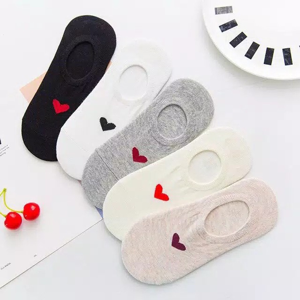 BRGUNIK Kaos Kaki Motif love Kaos Kaki Pendek Lucu Socks Fashion Wanita Korea Import R138 019