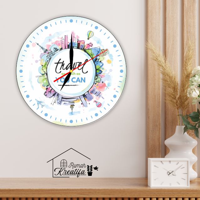Jam Dinding Diameter 30 cm Dekorasi Unik Kamar Rumah Travel Estetik Minimalis Aesthetic Quotes