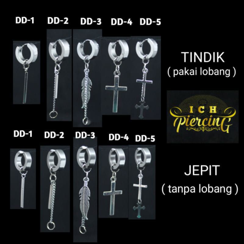 Anting jepit dan tusuk jungkok will  / anting korea / anting pria wanita / anting jepit dan tindik