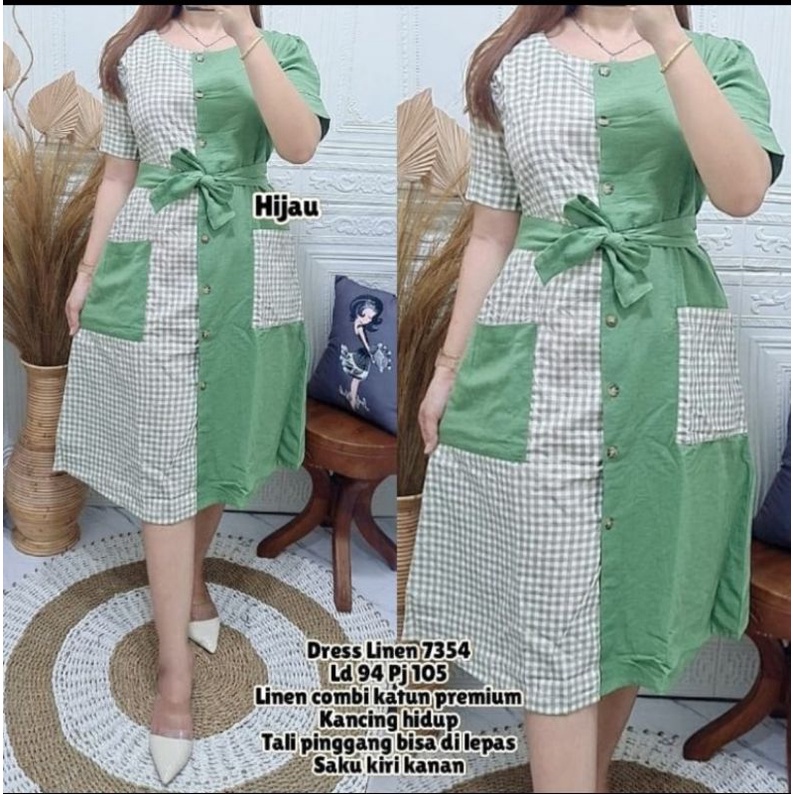 Dress Linen Hijau