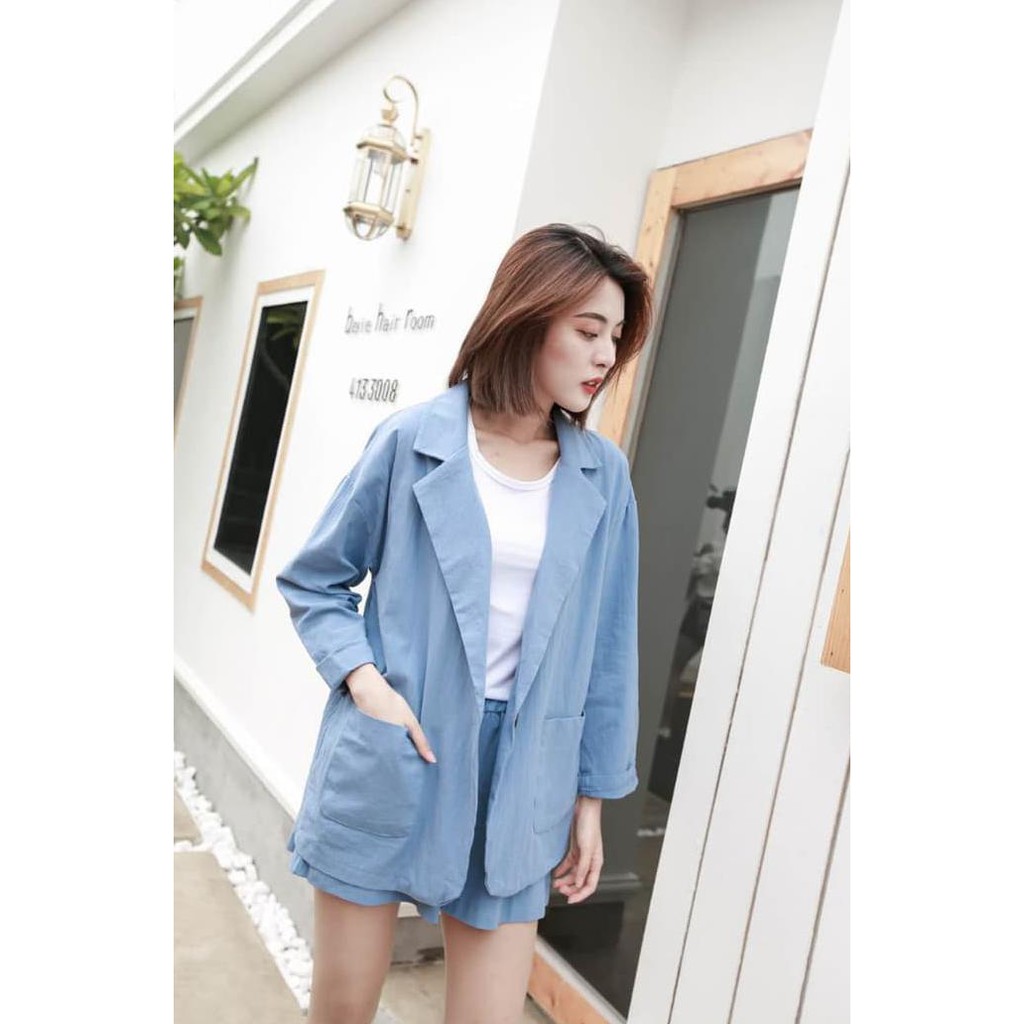 Top Teerlaris Setelan - Setelan Wanita - 308-3 - Setelan Jas - Allsize - Blazer - Biru Muda