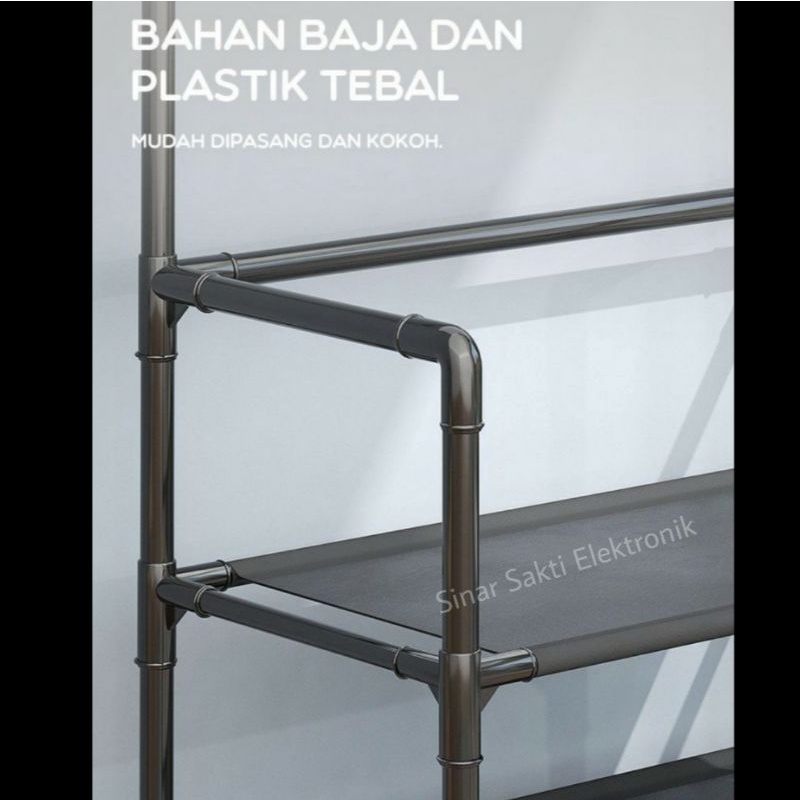 Rak Sepatu 5 Susun Serbaguna Portable Stand Hanger Gantungan Baju Pakaian