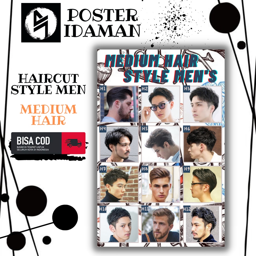 POSTER IDAMAN  - poster pangkas rambut pria 2022 MEDIUM HAIR - poster pangkas rambut terbaru ANAK MU