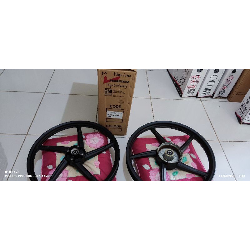 vleg pelang velg racing KHARISMA SUPRA X 125  vrossi SNI hitam zigen BINTANG PALANG 5 Falcon STANDAR