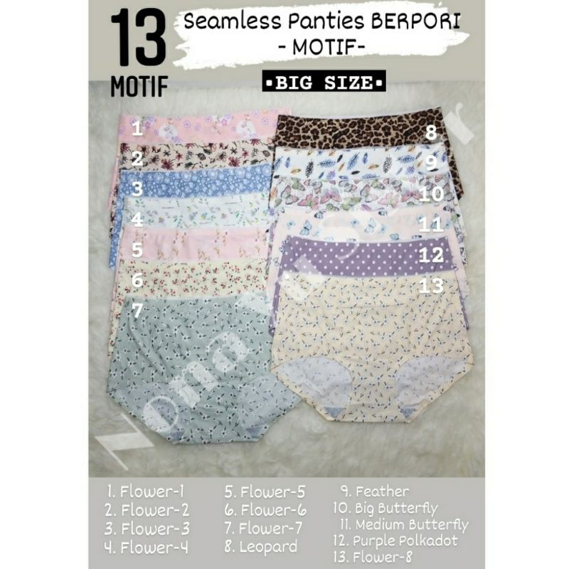 NonaYuSister - (𝐁𝐈𝐆 𝐒𝐈𝐙𝐄) SEAMLESS PANTIES BERPORI MOTIF/ Celana dalam hamil Seamless CD Tanpa Jahit