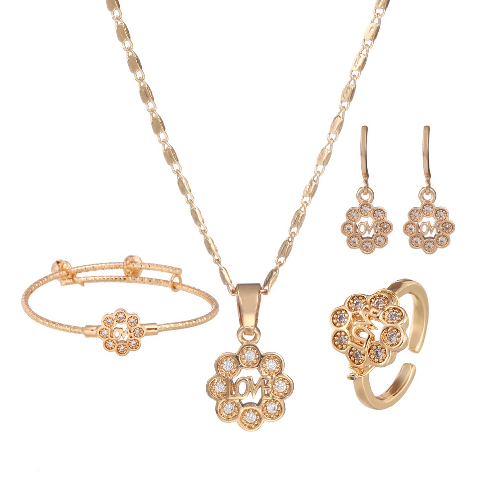✅COD set perhiasan anak titanium anti karat mewah anting korea kalung wanita gelang tangan wanita cincin wanita D480