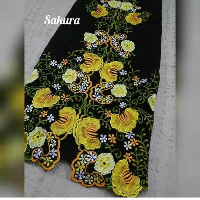 Kebaya Bali | Kebaya Semi Bordir Sakura bahan Katun Swiss