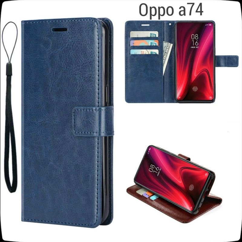 FLIP CASE DOMPET KULIT OPPO A74