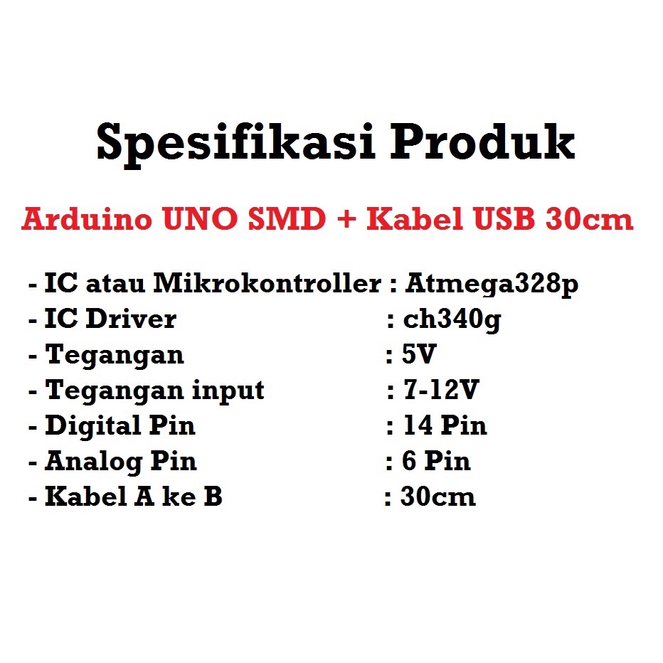 [HAEBOT] Arduinoo Uno R3 SMD Board Ch340G atmega328p + kabel USB 30cm 40 pin Header Male Mikrokontroler Papan Robot Pengendali Mikro AVR USB Program