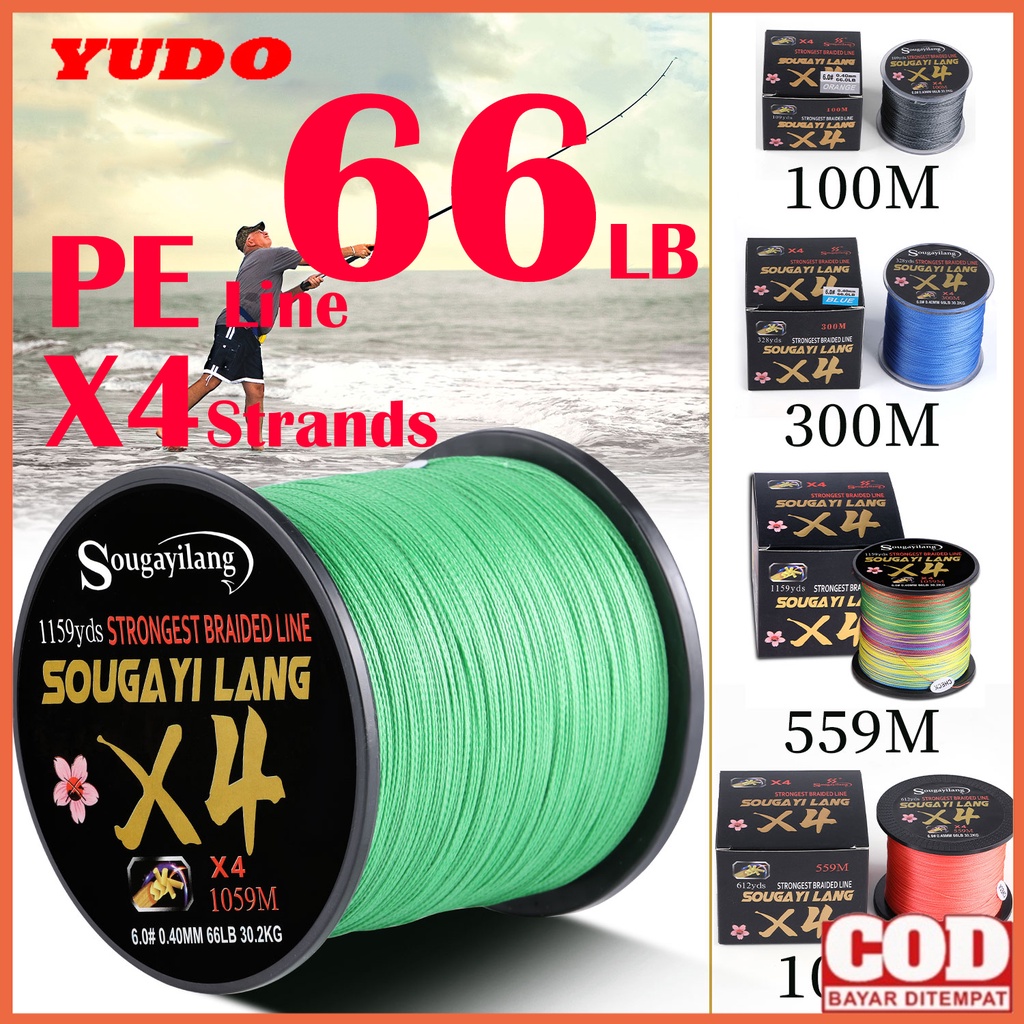 Senar Pancing 100m Pe Multifilamen 4 Untai Max Grag 8kg-30.2kg Pancing Panjang 100m Fishing Line