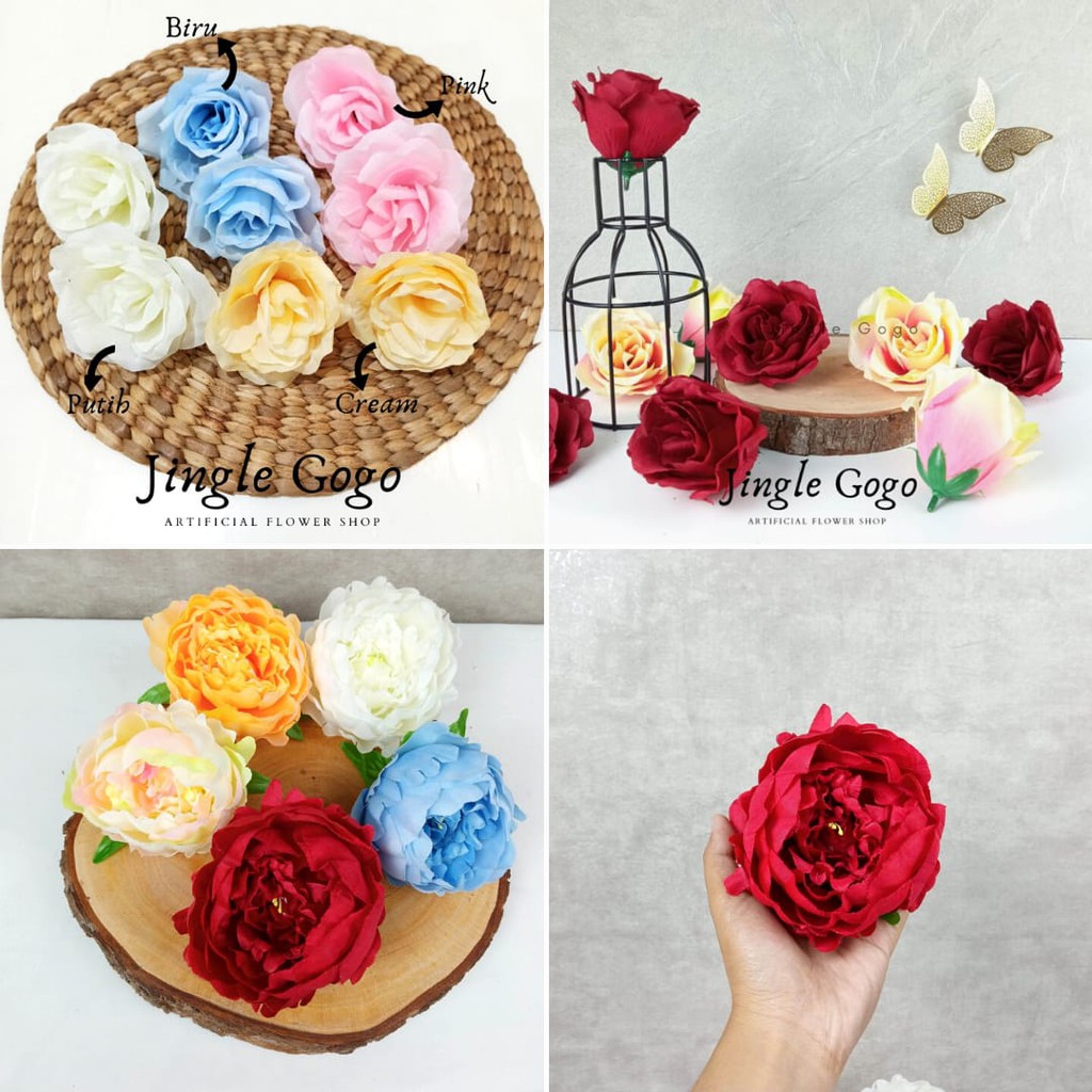 Kelopak Kepala Bunga Mawar Plastik Kuntum Rose Peony Murah Kelopak Kepala Bunga Mawar Plastik Kuntum Rose Peony Murah