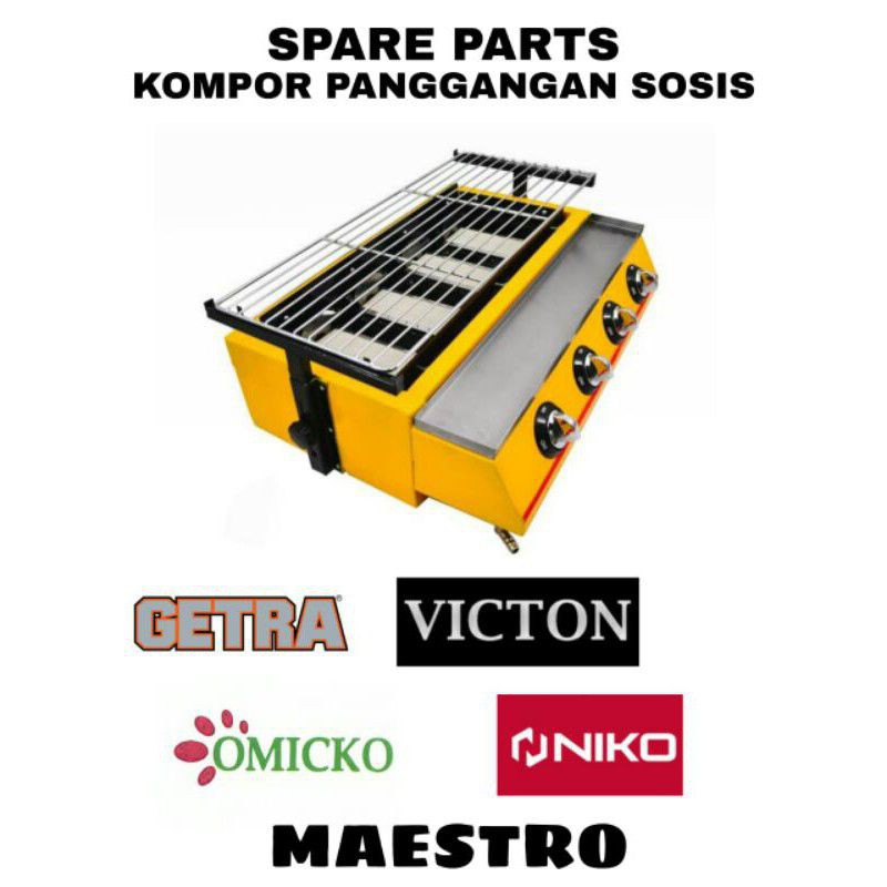 Sprepart , SUMBU Burner Bara Kompor Sosis , Burner Roaster Grill , Kaca BBQ