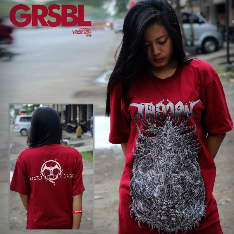 COD✅ TSHIRT BAND TROJAN KAOS DEATH METAL GARASI REBEL DISTRO KAOS BAND METAL.KAOS MUSIK BAJU METAL P