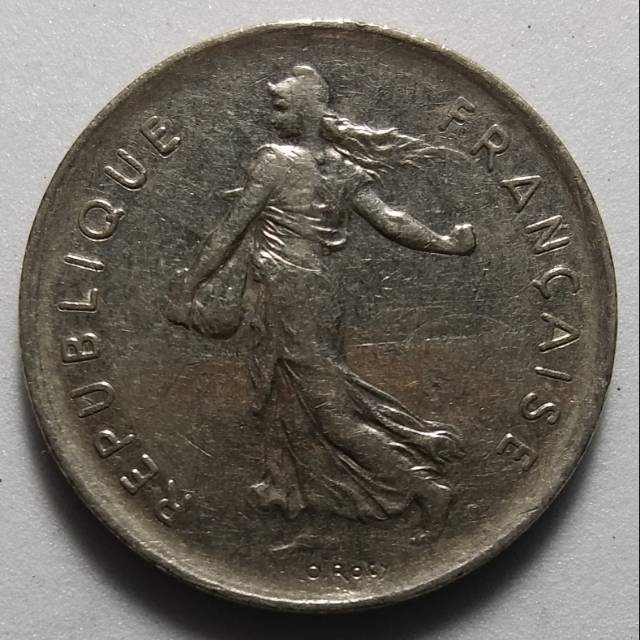 A36 - Koin Asing Francis 5 Francs Republique Francaise - 29mm