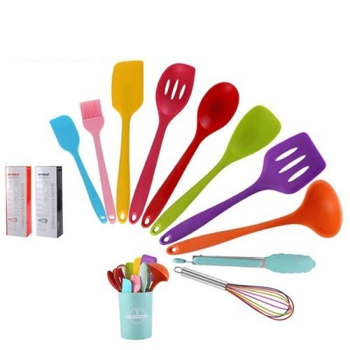 11 pcs Spatula Silikon Utensil Set 11in1 Sutil Set Silicone 11 in 1