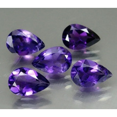 Natural Unheated Pear 8x6mm Purple Amethyst Bolivia 5Pcs/5.45Ct YZ222