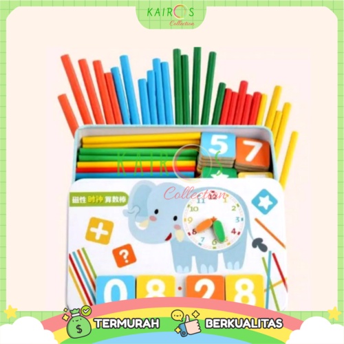 Mainan Edukasi Intelligence Stick Puzzle Magnet Anak Belajar Berhitung dan Waktu