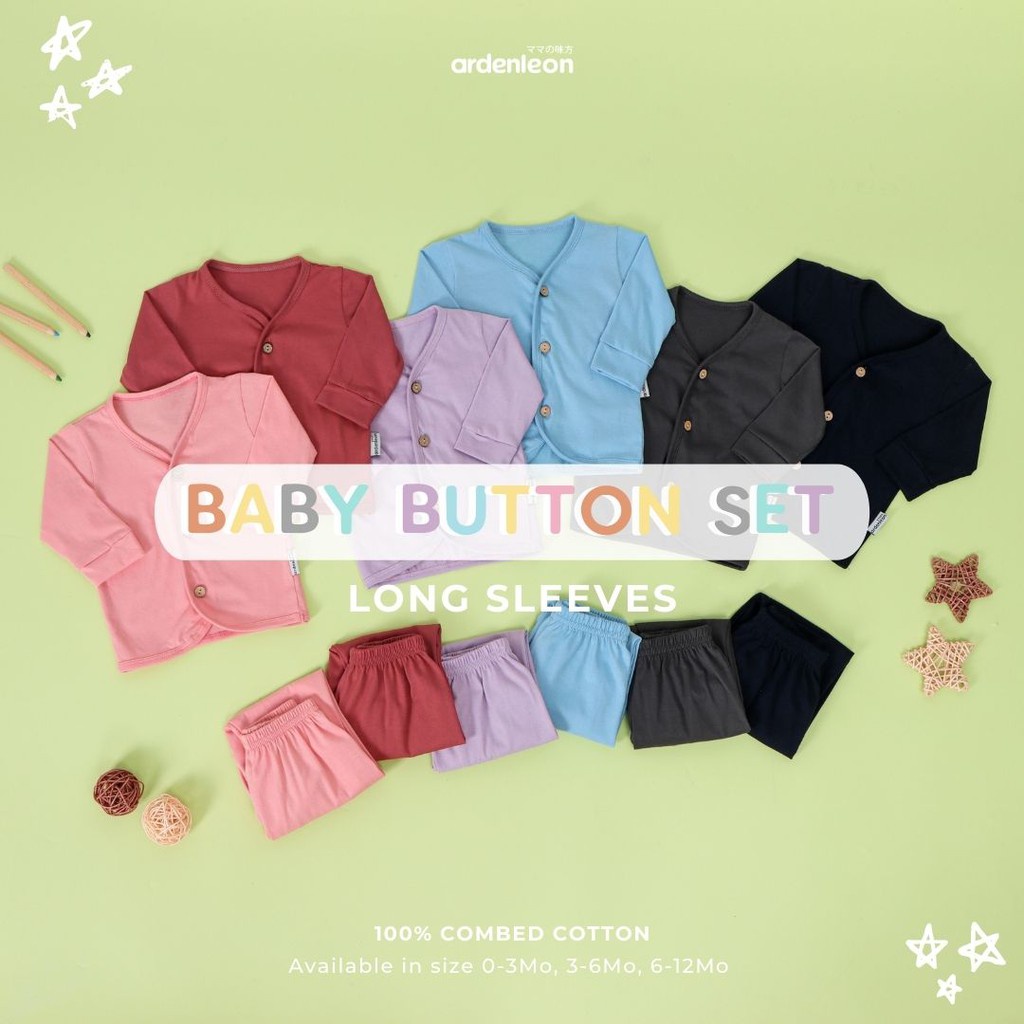 ARDENLEON BABY BUTTON SET LONG SLEEVE (BAJU TIDUR BAYI PANJANG SETELAN)