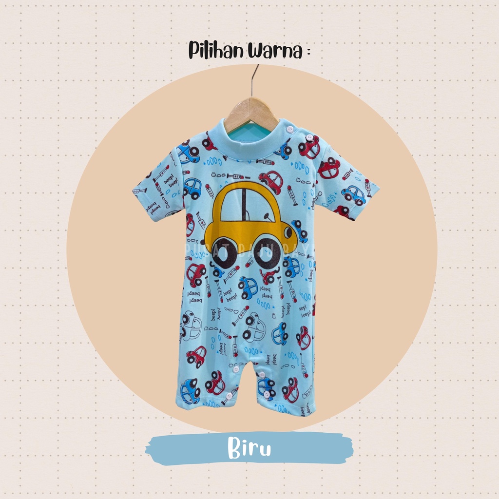 Romper Bayi 0 - 6 Bulan merk PIP MIM BABY WEAR motif BEEP BEEP MOBIL