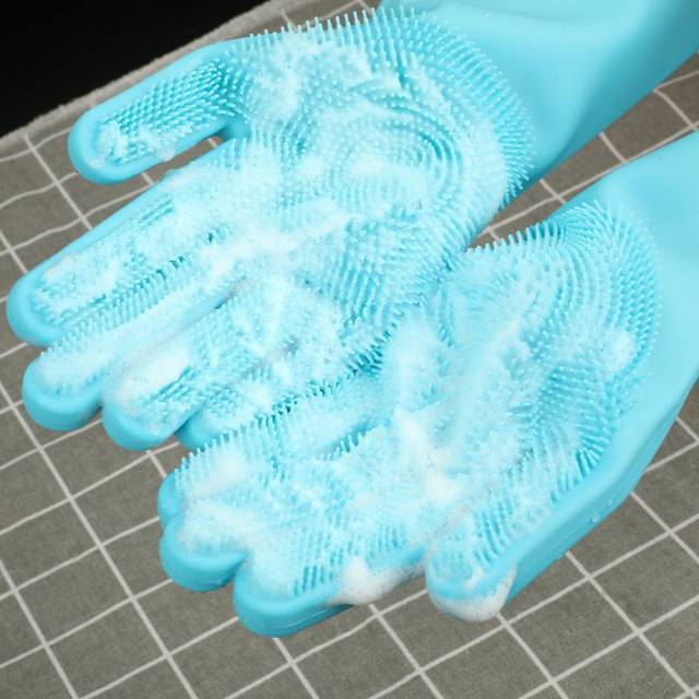 Best Seller Sarung tangan cuci piring pembersih tahan panas reusable silicone dishwashing gloves