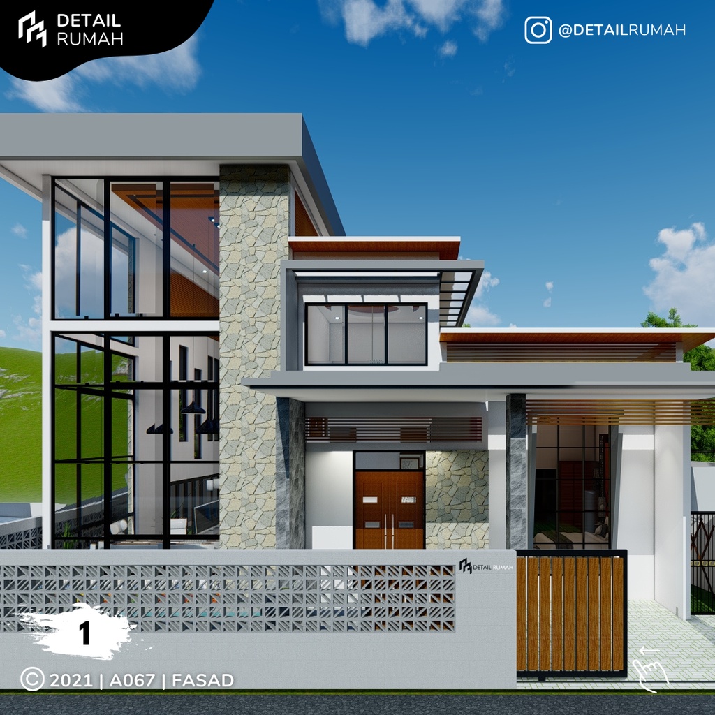 Desain Rumah Modern Minimalis 2 Lantai 3 Kamar Dan Mezanine Shopee Indonesia