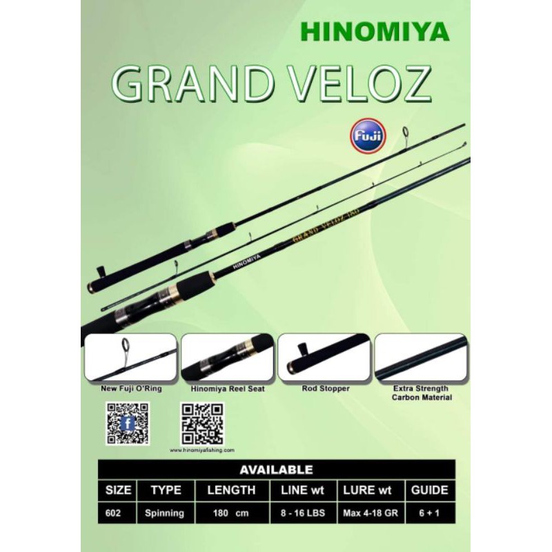 Rod HINOMIYA GRAND VELOZ 180cm (Line Test 8-16lbs)