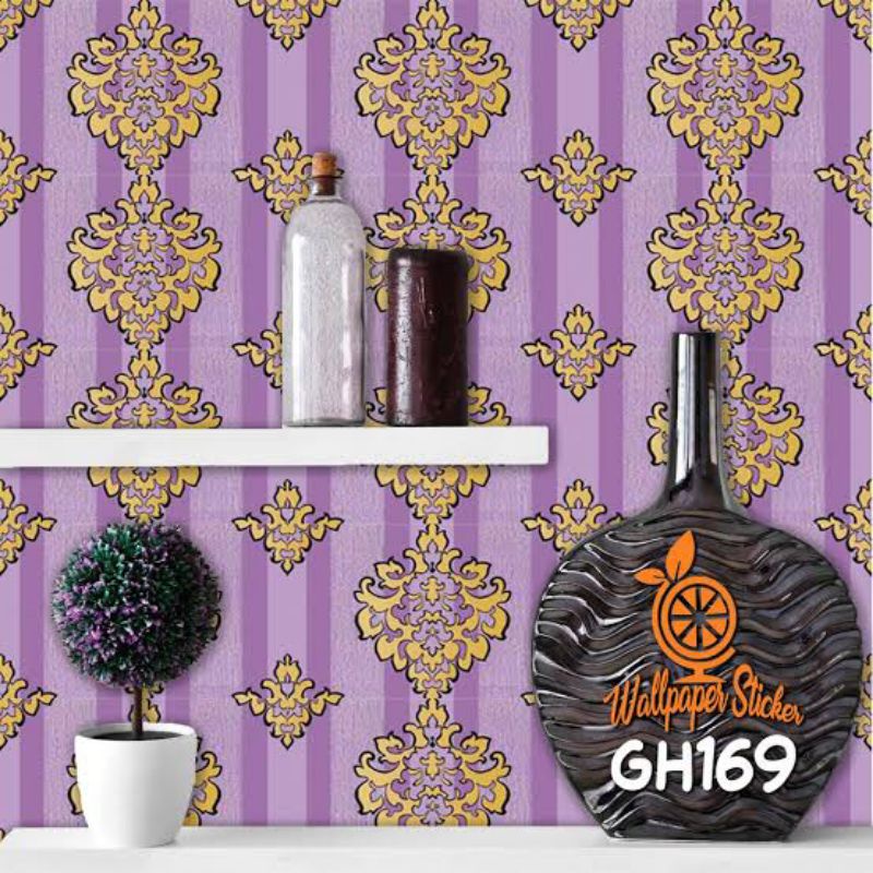grosir murah wallpaper stiker dinding motif ungu batik