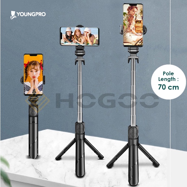 YOUNGPRO YSS-02 YSS-01 TRIPOD STICK SELFIE BLUETOOTH 3 IN 1 CONNECTION TONGSIS PHONE HOLDER WITH WIRELESS REMOTE SHUTTER