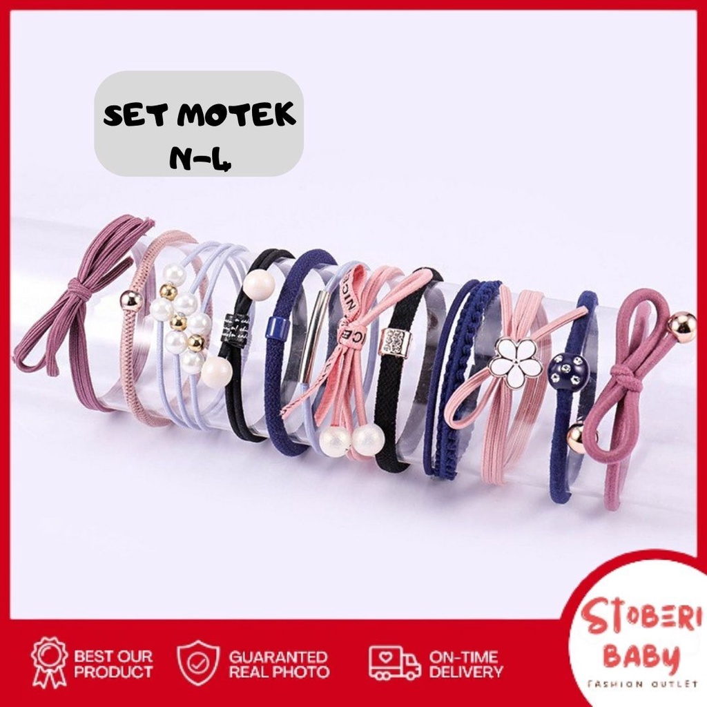 PUNCAK 3.3 stoberi baby - IKAT RAMBUT MOTEK Ikat Rambut Anak Korea 1 set Isi 12 Pcs NO BOX Bahan Karet Aksesoris Rambut Wanita Murah