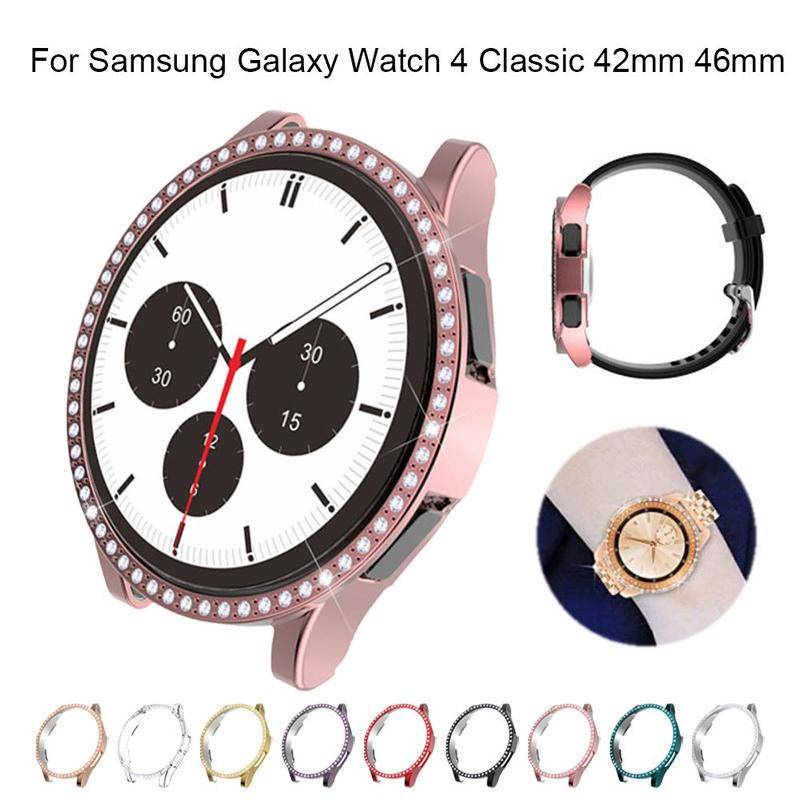 Case Bumper Pelindung Bahan Kulit PC Ukuran 40mm 44mm Untuk Samsung Galaxy Watch 4 Classic 42mm 46mm