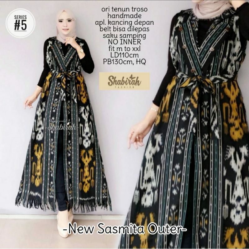 Termurah - Sasmita Long Outer / Tenun Troso Jepara Handmade/blazer Batik Solo/cardi Tenun Ori