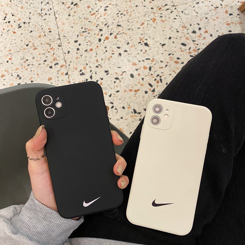 Cool Black Nike ! Square Edge Pattern Soft Case iP iPhone 13 12 11 Pro Max 7 8 Plus SE 2020 X XR XS Max Liquid Silicone Casing Apple