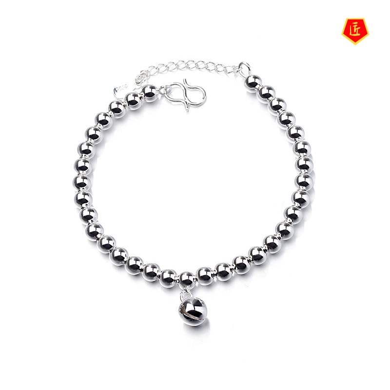 [Ready Stock]925 Silver Bell Beads Bracelet Simple Fashion