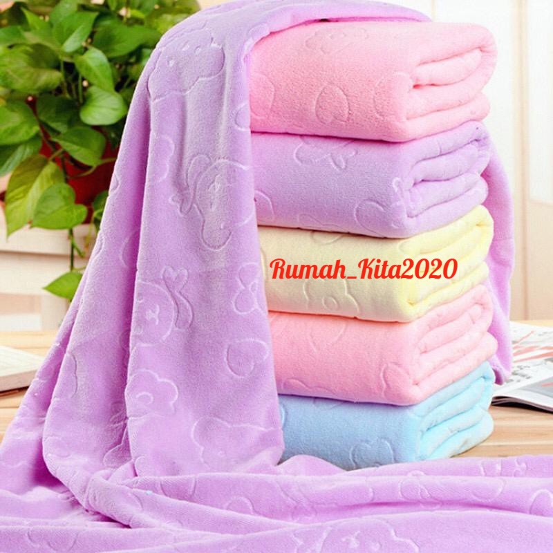 rumah_kita2020 Handuk Jumbo Emboss Lembut Nyerap Air 140X70cm Dewasa Handuk Mandi Polos Microfiber Murah Berkualitas Tinggi ukuran dewasa handuk mandi handuk anak handuk dewasa