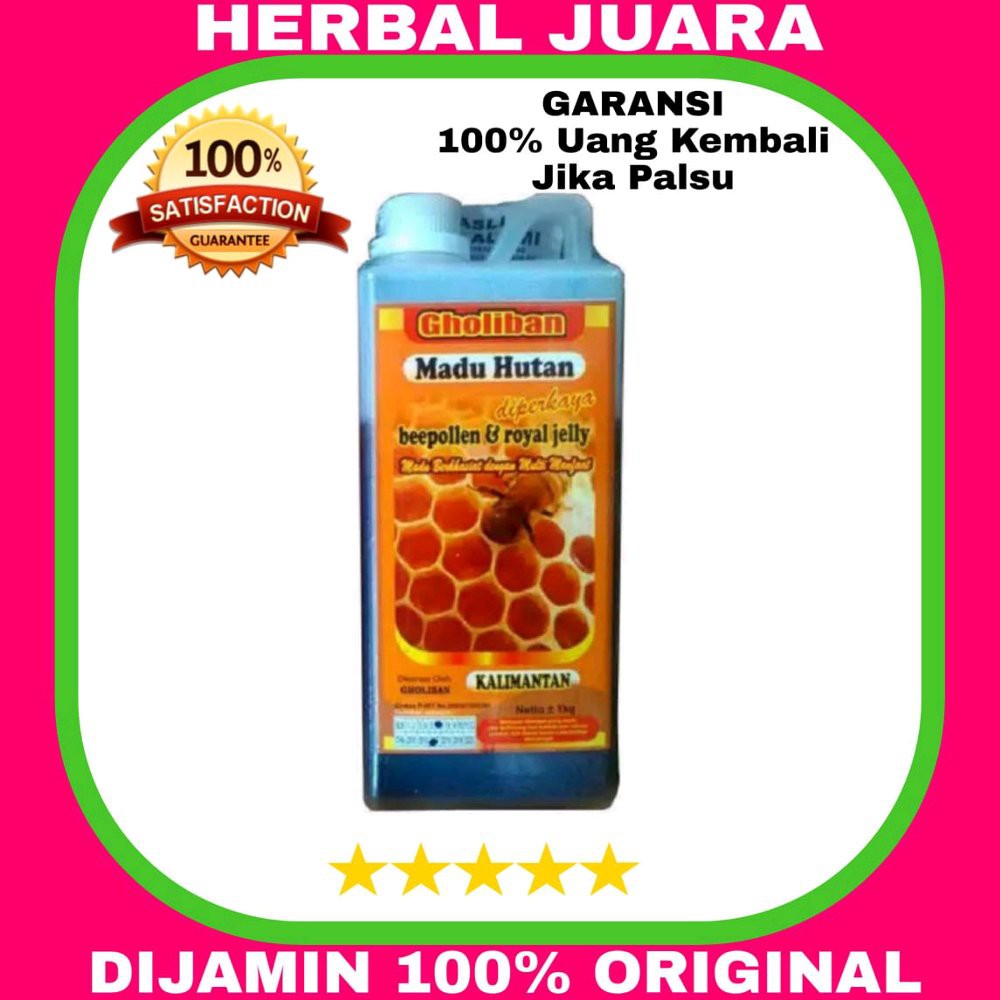 

DISKON TERLARIS 1 Kg Madu Hutan Kalimantan Gholiban Plus Bee Pollen Dan Royal Jelly Madu Asli Hutan