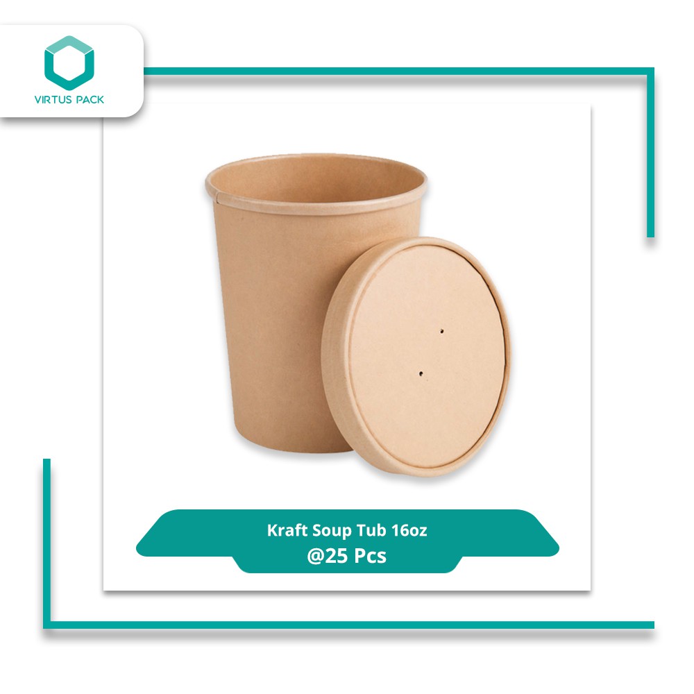 

Virtuspack/EcoFriendly/MangkokKertas/PaperBowl/Kraft SoupTub 16Oz/25pc