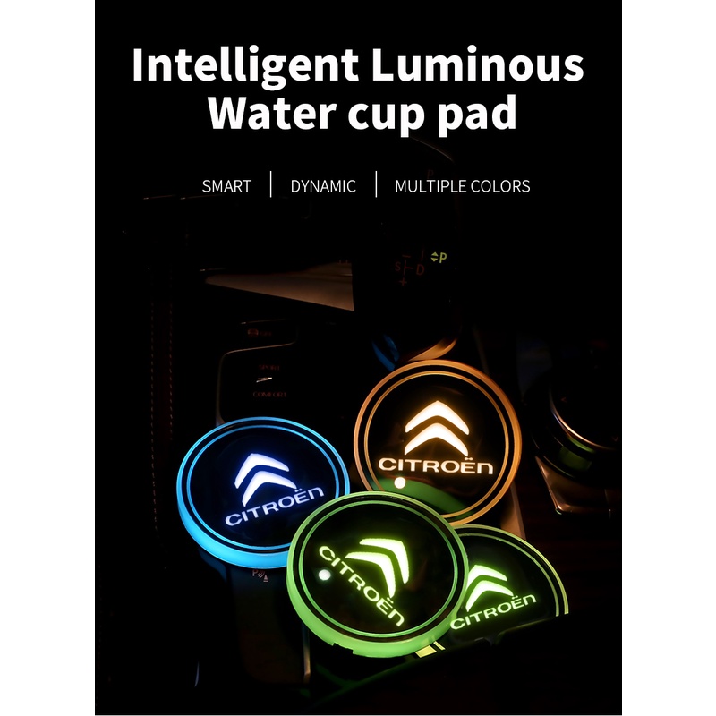 1 / 2pcs Holder Gelas Dengan Lampu Led Luminous Untuk Citroen C1 C2 C3 C4 C5 C6 C8 Grand Picasso