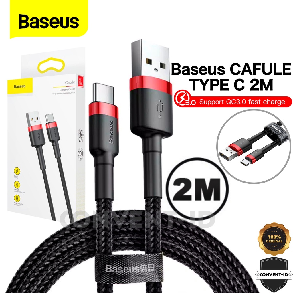 Baseus CAFULE Kevlar Kabel Data Charger USB TYPE C 2M 2A QC 3.0 Fast Charging - Kabel Data Baseus US