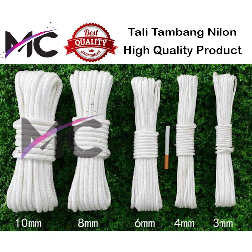 

Tali Tambang Kecil Nilon Nylon Rope 3mm 4mm 5mm Pengikat Barang Putih Halus Qualitas Eksport