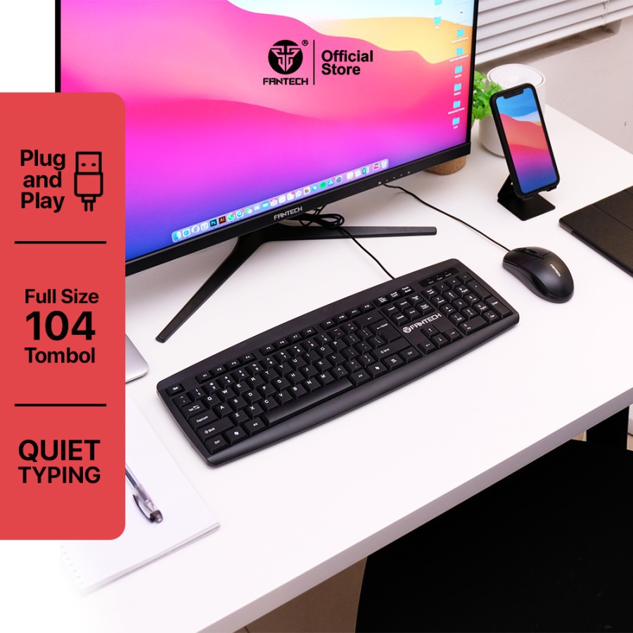 Fantech KM100 Keyboard Mouse Combo Office Series GARANSI RESMI