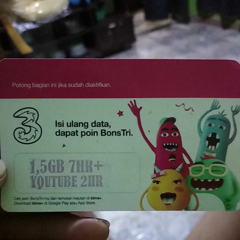 kuota TRI 1,5gb+2 hari youtube