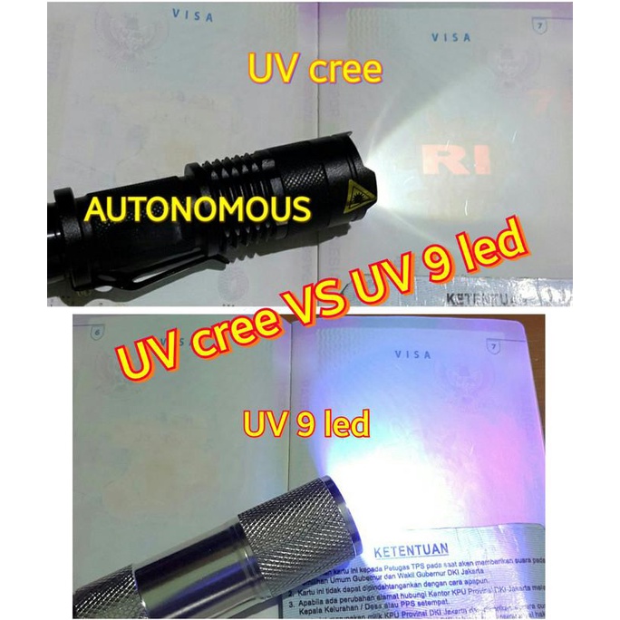 

Senter Led Uv Cree 365-380Nm(Khusus Untuk Dokumen) Autono82 Buru Order